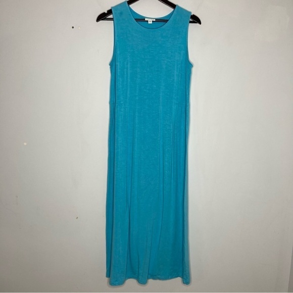 J. Jill Size Small Casual Blue Maxi Dress Sleeveless Flowy Beach Stretch - Picture 2 of 10